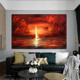 Hand Painted Sailing Boat Oil Painting For Wall dDecoration Seascape On Canvas Art