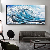 Hand Painted Art Modern Waves Seascape On The Bedroom