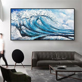 Hand Painted Art Modern Waves Seascape On The Bedroom