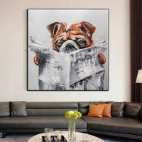 Funny Dog Art Painting Abstract Cartoon Hand Painted on Canvas Wall Art Decor