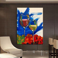 Hand Painted Still Life Oil Painting Modern Colorful Wine Glass Abstract Art Family Wall Canvas