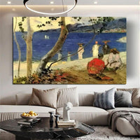 Hand Painted Oil Painting Paul Gauguin Seaside 2 Landscape Abstract Retro Wall Art