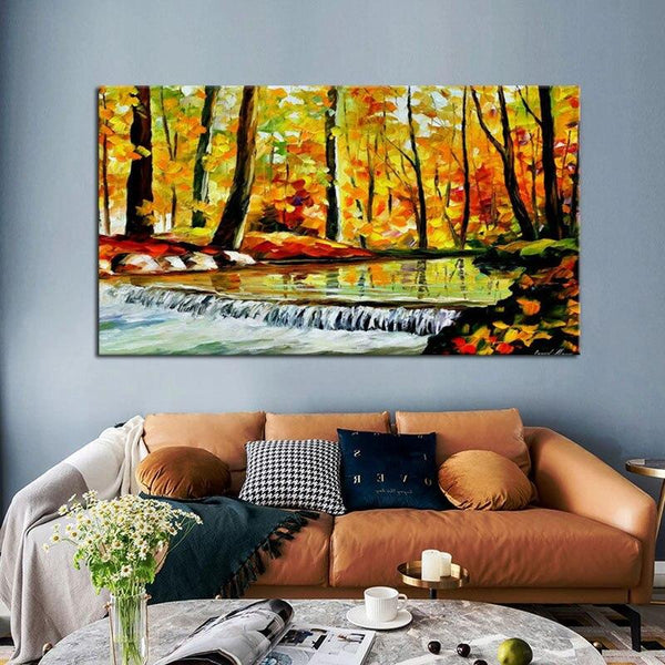 Hand Painted Oil Painting Knife Landscape Tree Abstract Canvas Home Room Decorations