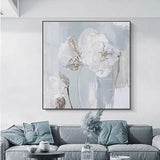 Hand-Painted White Flower Oil Painting Abstract Oil On Canvas Wall Art Paintings Salon Decoration