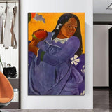 Hand Painted Art Oil Painting Paul Gauguin Woman Holding Mango Impressionism People Abstract Living Decors