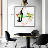 Hand Painted Hand Painted Oil Painting Animal Abstract Frog Holding Wine Abstracts Room Decoration