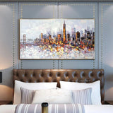 Hand Painted Beautiful City Building Abstract Modern On Canvas Wall Art Decorative