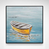 Hand Painted Seaside Boat Seascape Painting Restaurant Office Modern Hanging Painting