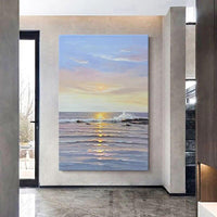 Hand Painted Sunrise Sea Hallway Bedroom decora Wall Art Abstract Landscape art Canvas painting