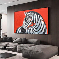 Modern Hand Painted Wall Art Zebra Oil Painting on Canvas Hand Painted Modern Animal Zebra Oil Painting Decor