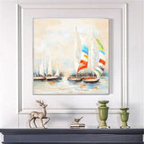 Hand Painted Oil Painting Modern Impression Seascape Sails Abstract Retro Hoom Decors