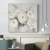 Hand Painted Abstract White Flower Canvas Painting Modern Luxury Huge