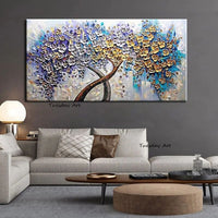 Hand Painted Knife Tree Oil Painting Modern Abstract On Canvas Landscape