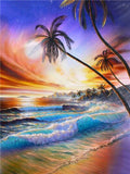 DIY Full Square Diamond Painting Sunset Waterfall 5D DIY Diamond Mosaic Landscape Art Kits Home Decoration