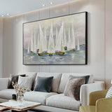 Abstract Landscape Hand Painted Oil Painting Sea Sailboat Canvas Painting As