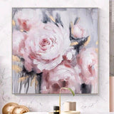 Modern Painted Abstract Big Pink Rose Oil Painting On Canvas Wall Art Decor Home