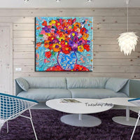 New Hand Painted Oil Painting Thick Knife Flowers Abstract Contemporary Art Design Artworks