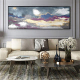 Hand Painted Oil Canvas Painting Modern Abstract Purple Gold Foil Art Painting Decoration