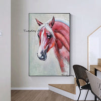 Hand Painted Oil Painting Abstract Animal Horses Wall Canvas Art For Modern Home Children Room Decor