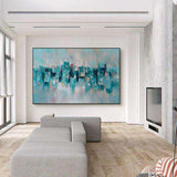 Abstract Canvas Hand Painted Oil Painting Wall Art Blue Wall Hanging Decorative Picture for Living Room Home Decoration