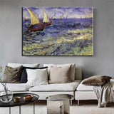 Hand Painted Van Gogh Sea View Sail Canvas Painting Impressionist