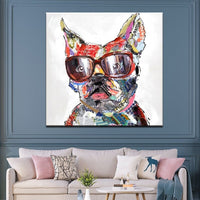 Hand Painted Oil Painting Animals Cool Dog Colorful Abstract Home Children's Room