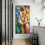 Hand Painted Abstract colorful Girl on Canvas Scandinavian Picturse