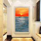 Hand Painted Classic Seascape Sunrise Abstract Oil Painting Canvas Room Modern Decorative