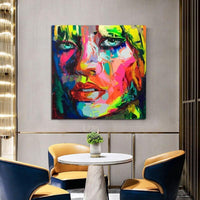 Hand Painted Modern Francoise Nielly Style Palette Knife Portrait Face Character Figure Canvas Wall Art For Living