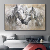 Modern Oil Painting on Canvas Hand Painted Wall Art Animal Two horses Paintings Poster