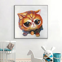 Hand Painted Oil Painting Abstract Cartoon Cat Animal Painting On Canvas For Kitchen s ping