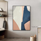 Contemporary Abstract Blue and Pink Hand Painted Oil Painting Wall Art Wall Decoration As