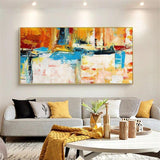 Hand Painted Abstract Golden Simple Beautiful Canvas Wall Art Corridor Modern