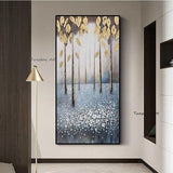 Hand Painted White Knife Flower 3D Oil Abstract Painting Canvas for