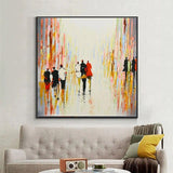 Hand Painted Oil Painting Abstract Wall Canvas Modern Impression People Street Landscape Artwork Room Decor