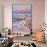 Modern Abstract Hand Painted Oil Painting Texture Canvas Sunset Landscape Big