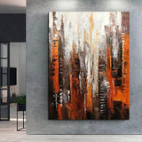 Hand Painted Urban Architecture Oil Painting Landscape Abstract Canvas Retro Wall Arts