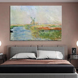 Hand Painted Monet Field of Tulips in Holland 1886 Classic Abstract Landscape Wall Art Oil Painting Room Decoration