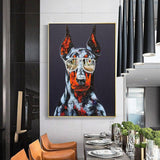 Cool Dog Hand Painted Cartoon Cute Animal Oil Painting Kids Room Decorative Item Canvas Painting For Home