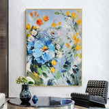 Hand Painted Oil Painting Abstract Canvas Painting Palette Knife Flowers Modern Decor Floral Wall Art