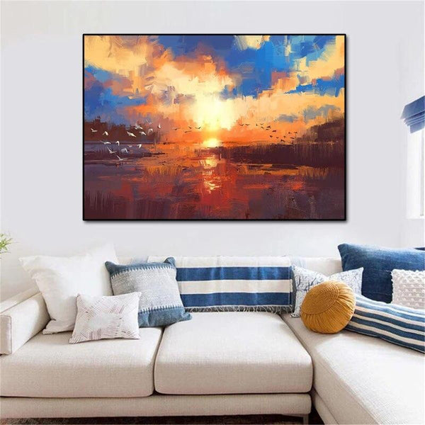 Hand Painted Landscape Canvas Oil Painting Colorful Abstract Modern