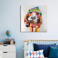 Hand Painted Modern Abstract Dog Animal Oil Painting On Canvas Artworks