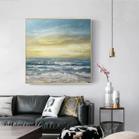 Modern Blue Sea Canvas Oil Painting Hand Painted Decor Painting Abstract