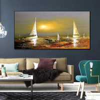 Hand Painted Sea View Sails Oil Painting Fors On Canvas Art