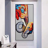 The Family Lovely Wall Art Canvas Hand Painted Modern Abstract Oil Painting Elephant Mother and Baby For Kid Room Mural