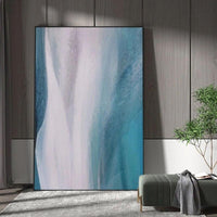 Original Hand Painted Blue Abstract Oil Painting Contemporary Minimalist Mural As