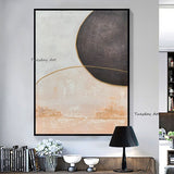 Hand Painted Orange Oil Painting Modern Abstract Geometric Bedroom