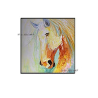 Hand Painted Yellow Horse on Canvas and