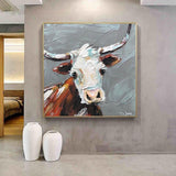 Hand Painted Oil Painting Canvas Art knife Animal Cow Abstract Children's room