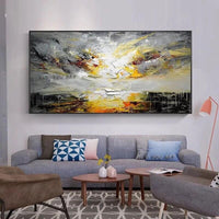 Modern Oil painting Hand Painted Abstract Gray Texture Knife Wall Art Canvas Painting Bedroom